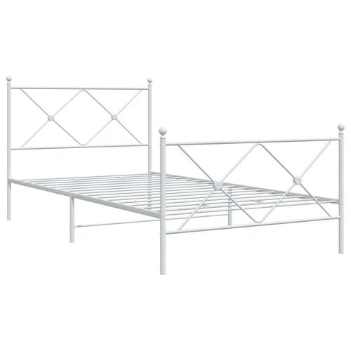 Sengeramme med sengegavl og fodgærde 100x190 cm metal hvid