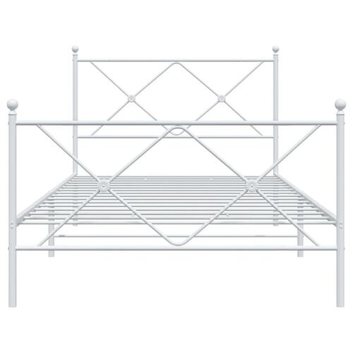 Sengeramme med sengegavl og fodgærde 100x190 cm metal hvid