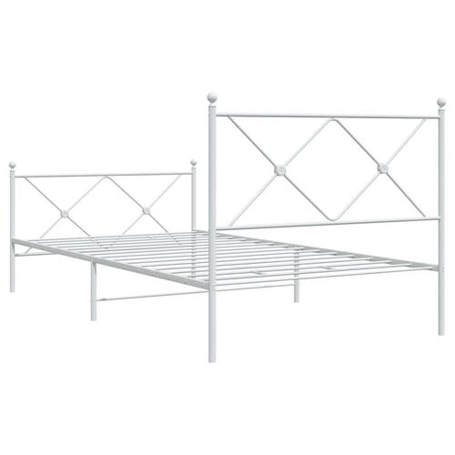 Sengeramme med sengegavl og fodgærde 100x190 cm metal hvid