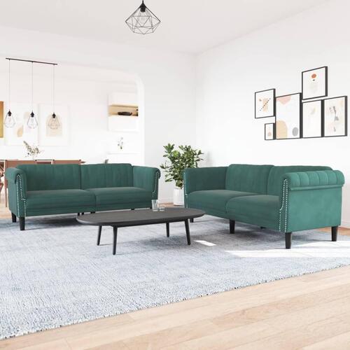 2 personers sofa velour mørkegrøn