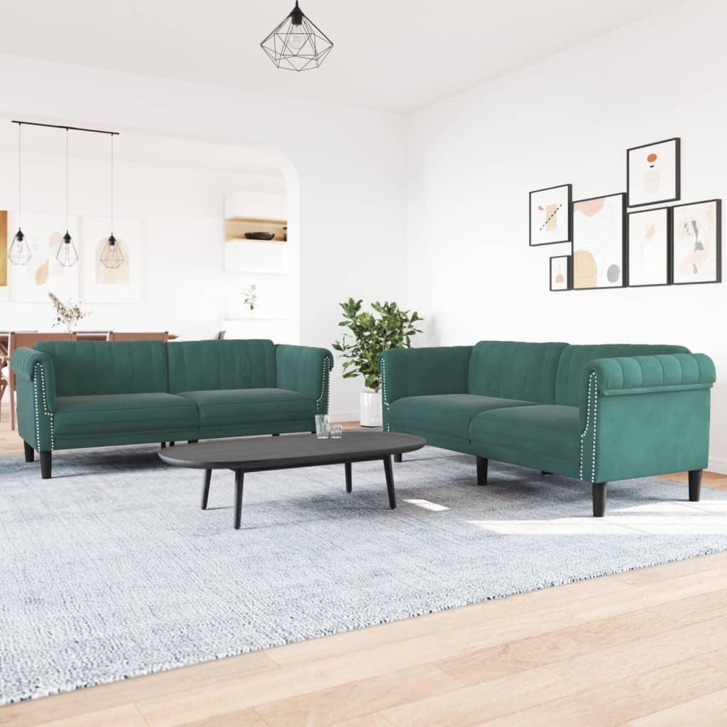 2 personers sofa velour mørkegrøn