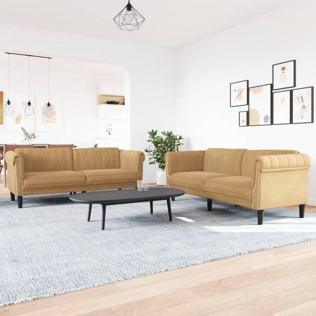 2 personers sofa velour brun