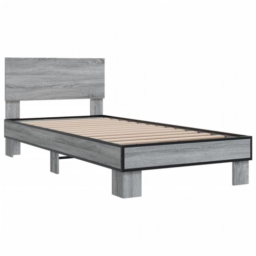 Sengeramme 75 x 190 cm med gavl - grå sonoma-eg