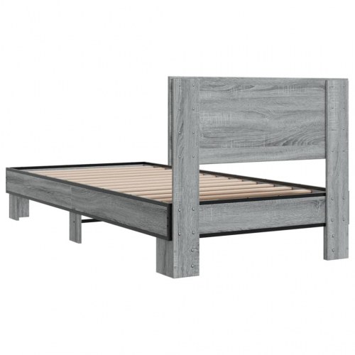 Sengeramme 75 x 190 cm med gavl - grå sonoma-eg