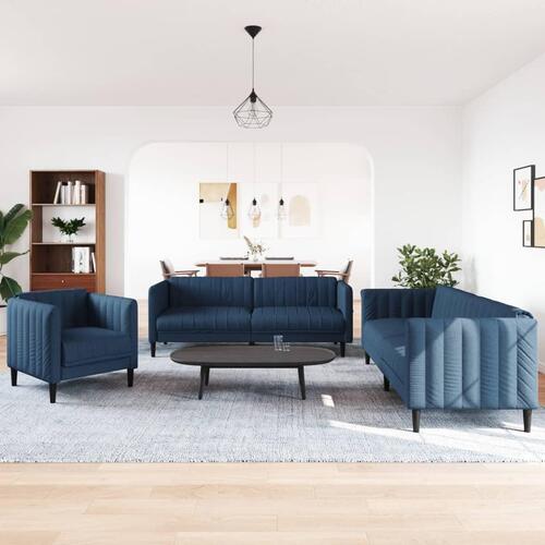 3 personers sofa stof blå