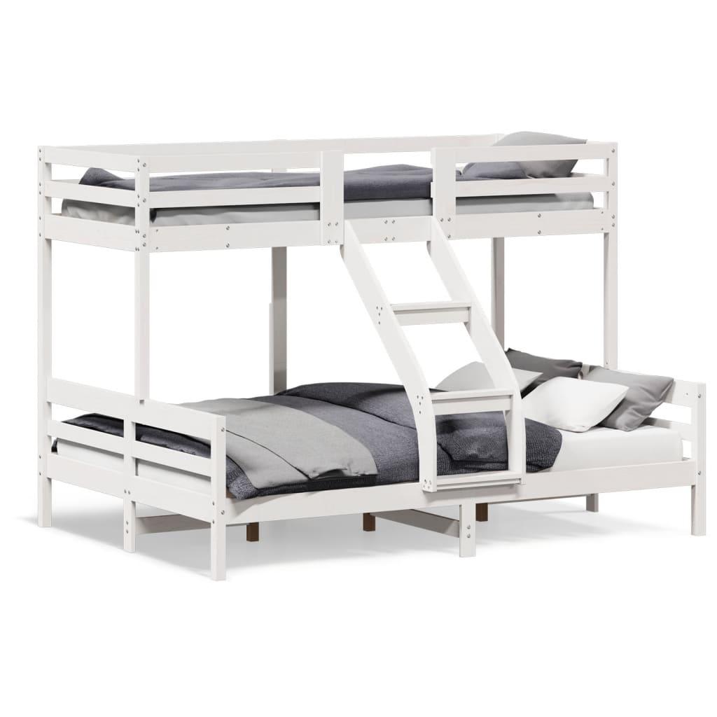 Køjeseng 90x200/140x200 cm massivt fyrretræ hvid