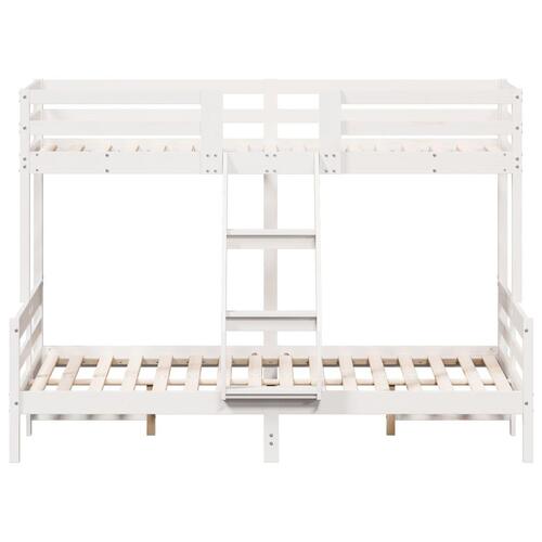 Køjeseng 90x200/140x200 cm massivt fyrretræ hvid