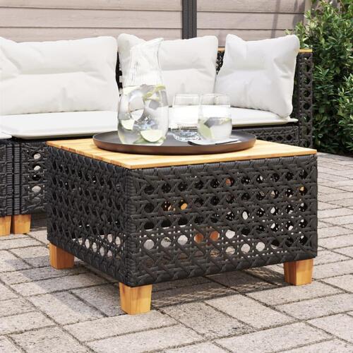 Havebord 55x55x36 cm polyrattan og akacietræ sort