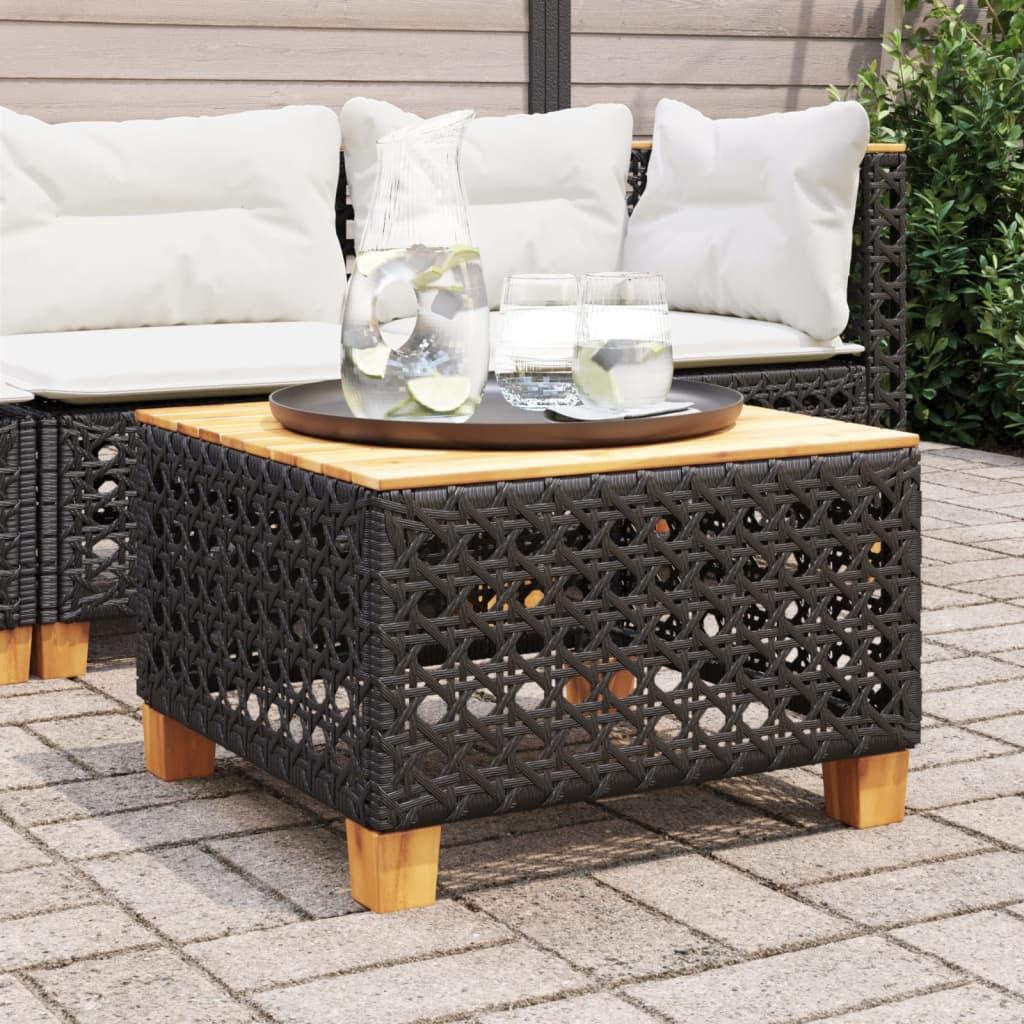 Havebord 55x55x36 cm polyrattan og akacietræ sort