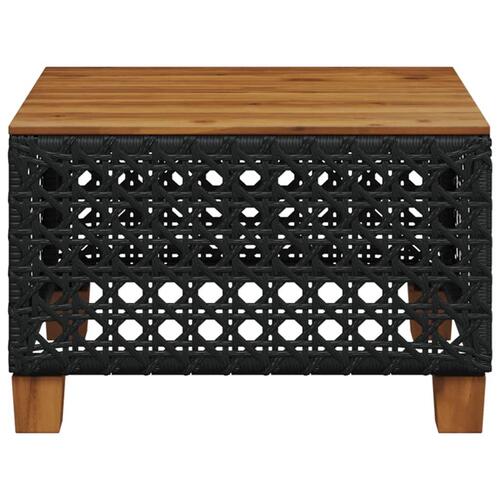 Havebord 55x55x36 cm polyrattan og akacietræ sort