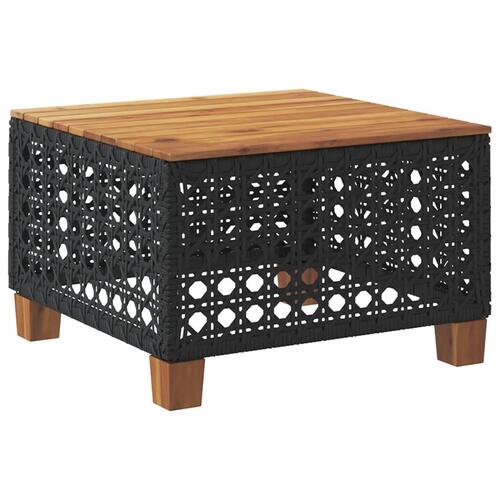 Havebord 55x55x36 cm polyrattan og akacietræ sort