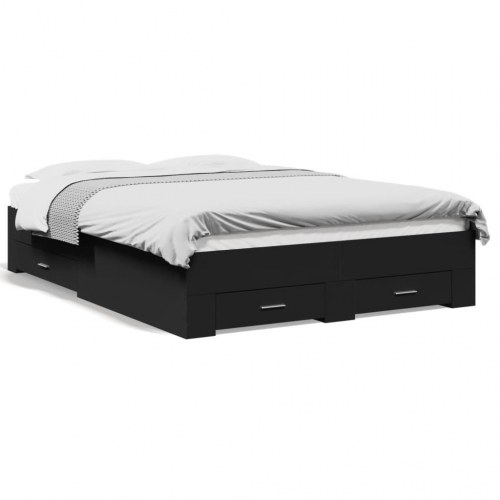 Sengeramme med skuffer 135 x 190 cm - sort