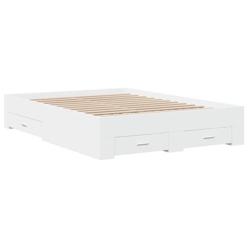 Sengeramme med skuffer 120x190 cm konstrueret træ hvid