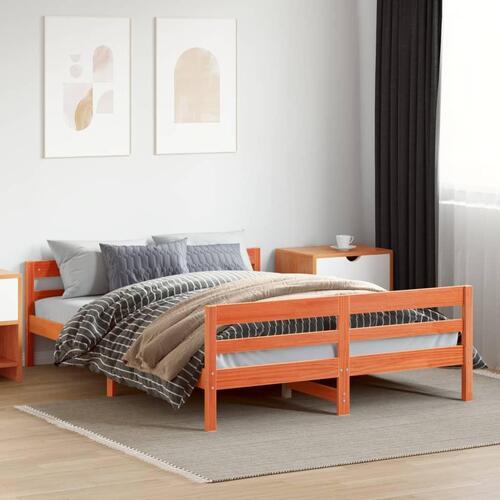 Sengeramme uden madras 140x200 cm massivt fyr gyldenbrun