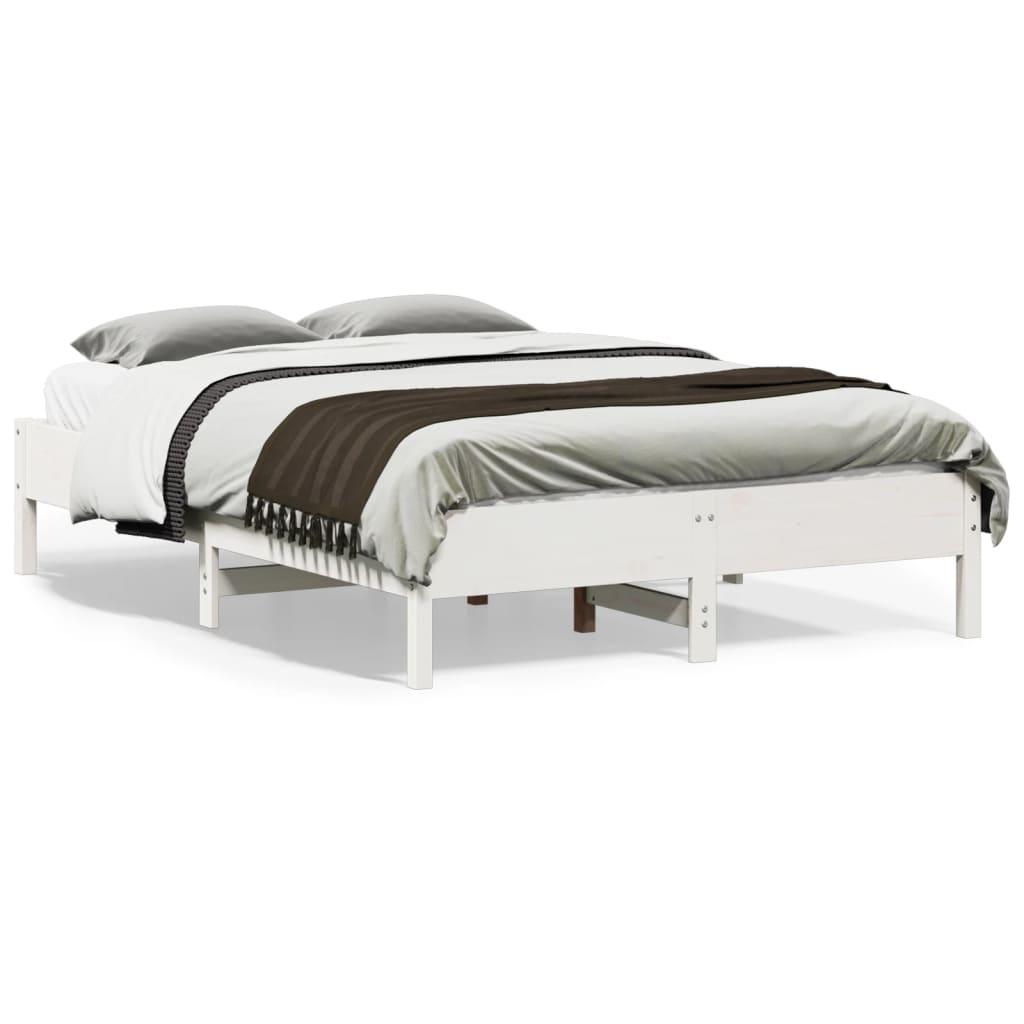 Sengeramme uden madras 120x190 cm massivt fyrretræ hvid