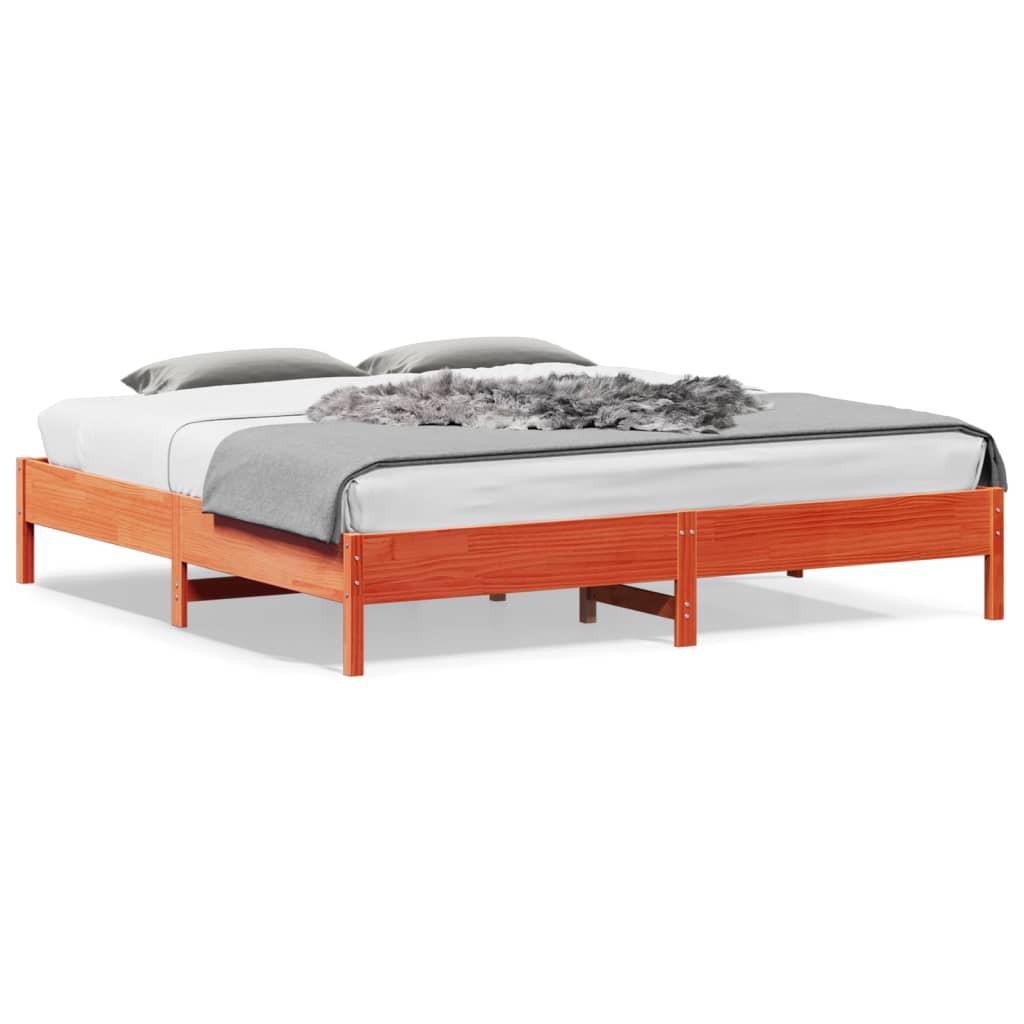 Sengeramme uden madras 200x200 cm massivt fyrretræ gyldenbrun
