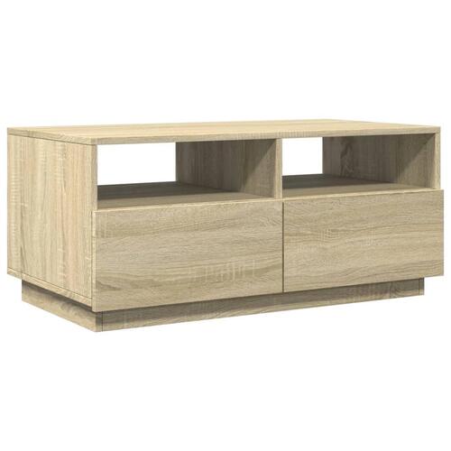 Sofabord med LED-lys 90x49x40 cm sonoma-eg