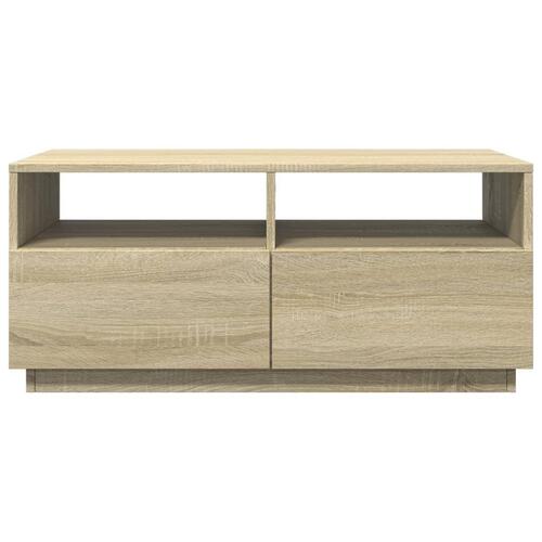 Sofabord med LED-lys 90x49x40 cm sonoma-eg