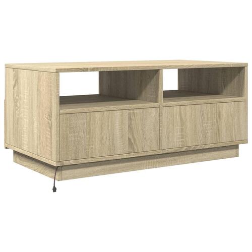 Sofabord med LED-lys 90x49x40 cm sonoma-eg