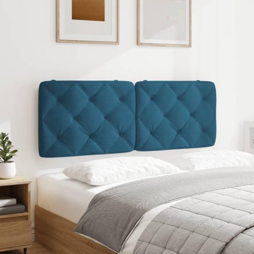 Gavlpude 120 cm i velour - blå, diamantquiltet