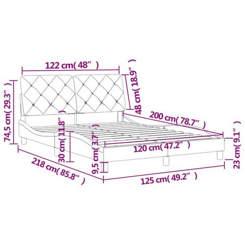 Sengeramme med sengegavl 120x200 cm fløjl pink