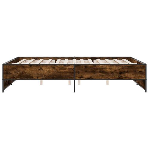 Sengestel 140x200cm konstrueret træ og metal røget egetræsfarve