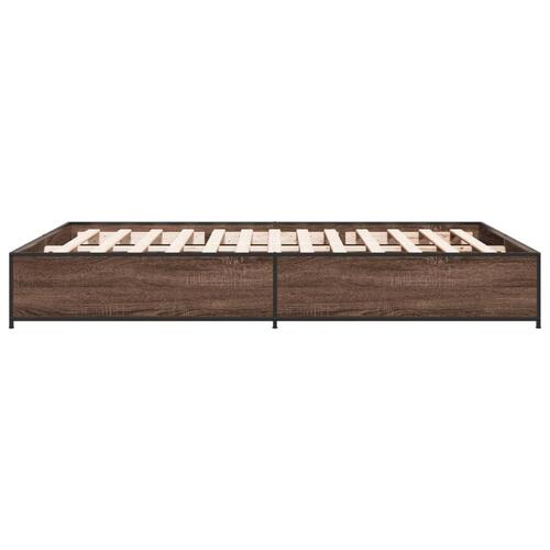 Sengestel 135x190 cm konstrueret træ og metal brun egetræsfarve
