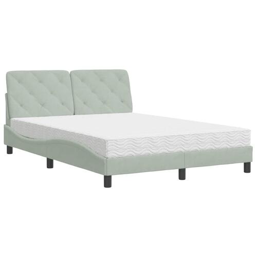 Seng med madras 140x200 cm velour lysegrå