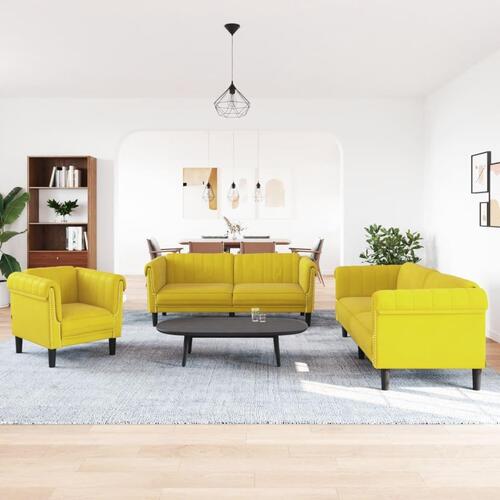 3 personers sofa velour gul