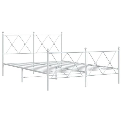 Sengeramme med sengegavl og fodgærde 140x190 cm metal hvid