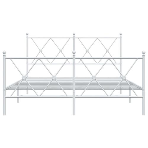 Sengeramme med sengegavl og fodgærde 140x190 cm metal hvid