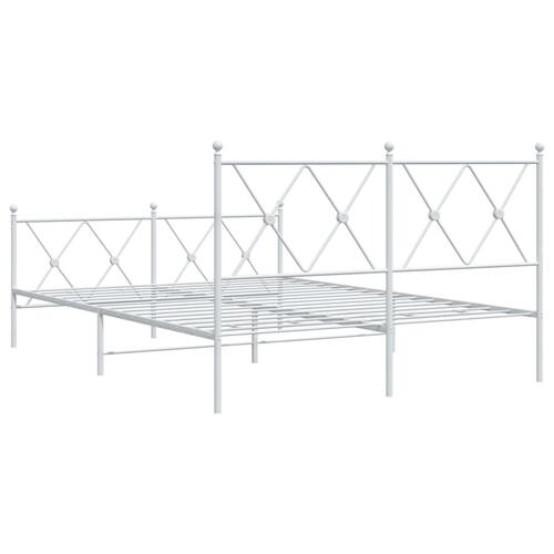Sengeramme med sengegavl og fodgærde 140x190 cm metal hvid