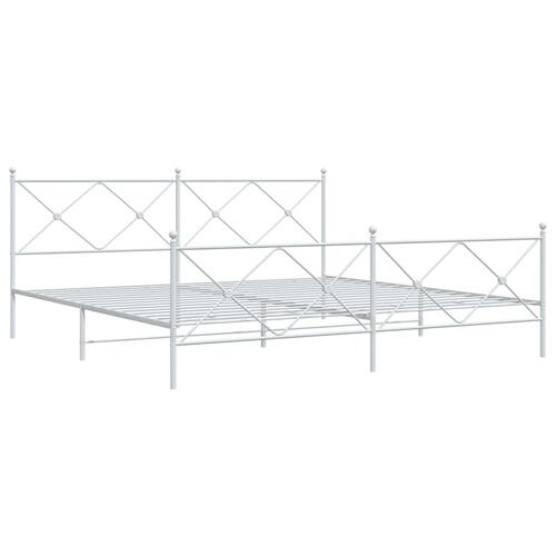 Sengeramme med sengegavl og fodgærde 200x200 cm metal hvid