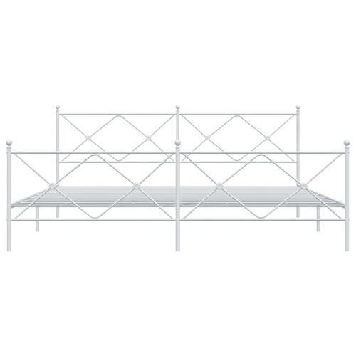 Sengeramme med sengegavl og fodgærde 200x200 cm metal hvid