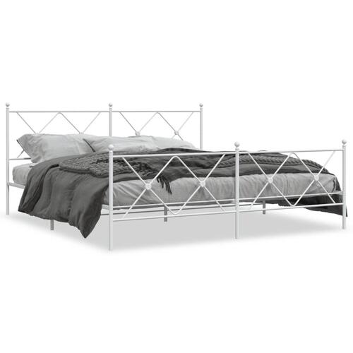 Sengeramme med sengegavl og fodgærde 183x213 cm metal hvid