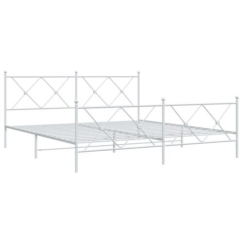 Sengeramme med sengegavl og fodgærde 183x213 cm metal hvid