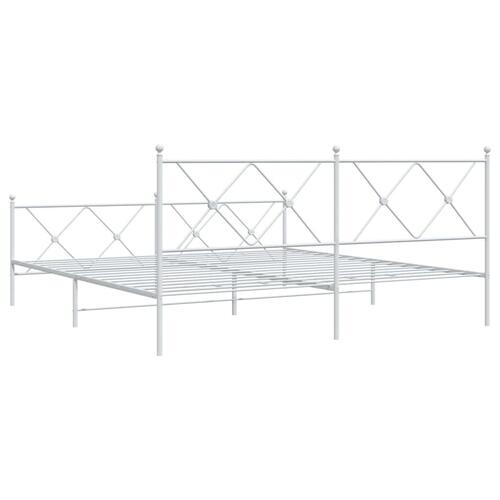 Sengeramme med sengegavl og fodgærde 183x213 cm metal hvid