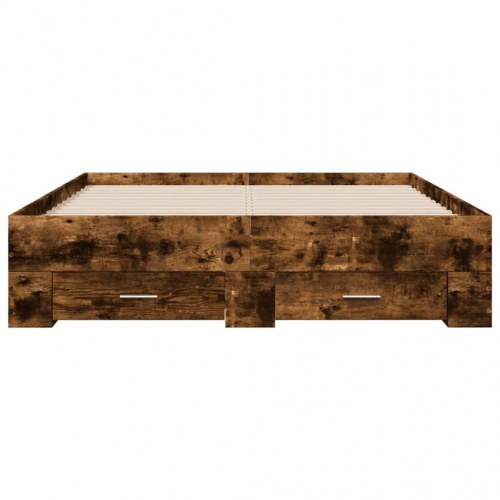 Sengeramme med 4 skuffer 120 x 200 cm - røget egetræ