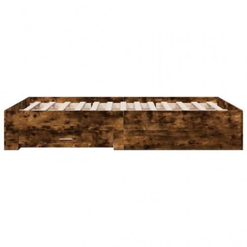 Sengeramme med 4 skuffer 120 x 200 cm - røget egetræ