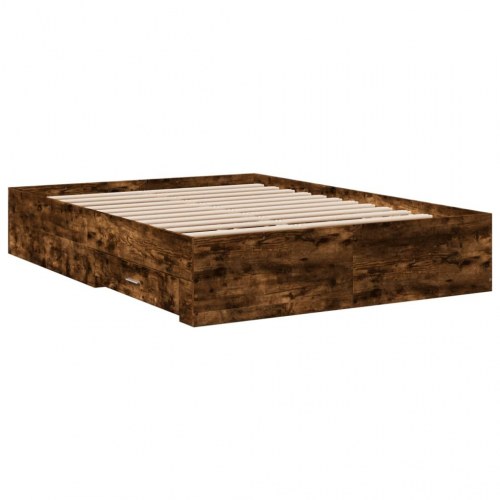Sengeramme med 4 skuffer 120 x 200 cm - røget egetræ