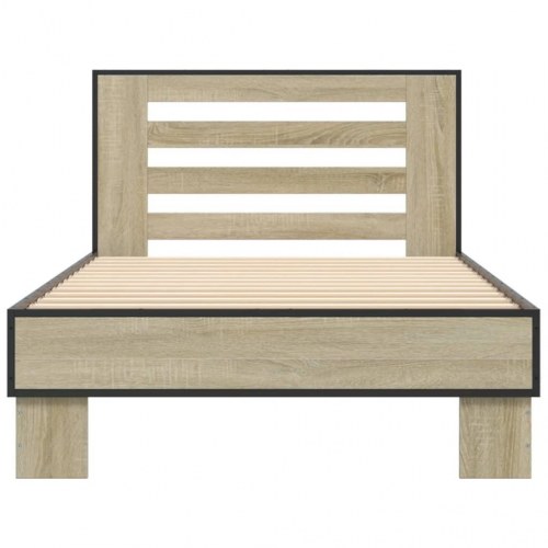 Sengeramme 100x200 cm konstrueret træ og metal sonoma-eg