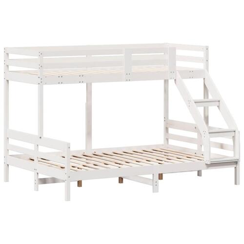 Køjeseng 80x200/140x200 cm massivt fyrretræ hvid
