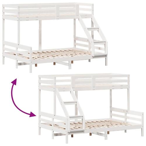 Køjeseng 80x200/140x200 cm massivt fyrretræ hvid