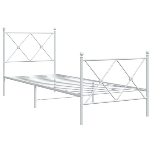 Sengeramme med sengegavl og fodgærde 80x200 cm metal hvid