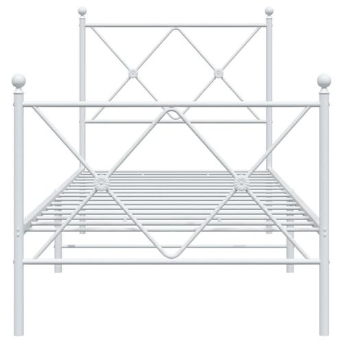 Sengeramme med sengegavl og fodgærde 80x200 cm metal hvid