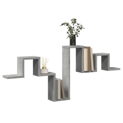 Væghylde 104,5x10x43 cm konstrueret træ betongrå