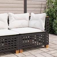 Hjørnemodul til havesofa med hynder polyrattan sort