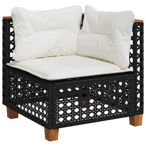Hjørnemodul til havesofa med hynder polyrattan sort