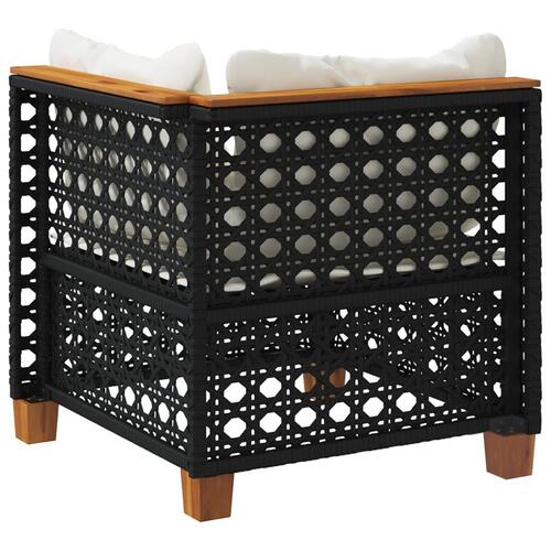 Hjørnemodul til havesofa med hynder polyrattan sort