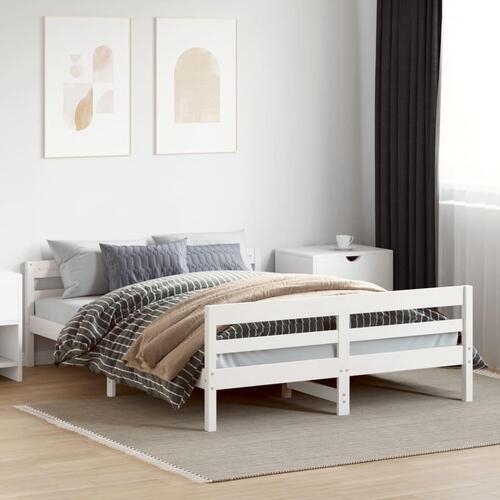 Sengeramme uden madras 140x200 cm massivt fyrretræ hvid